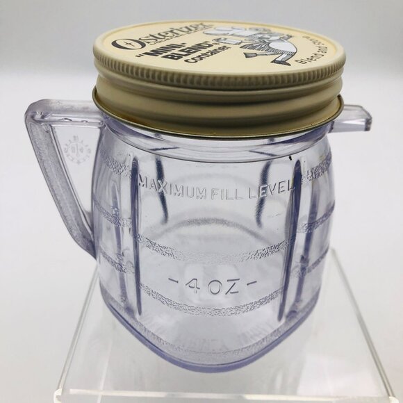 Vtg Osterizer Mini-Blend & Store Plastic Containers Set Of 4 Half Pint Metal Lid - Picture 3 of 9